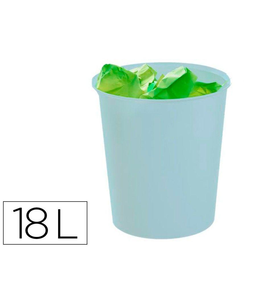 Papelera plástico archivo 2000 ecogreen 100% reciclada 18 litros color azul pastel - Imagen 2