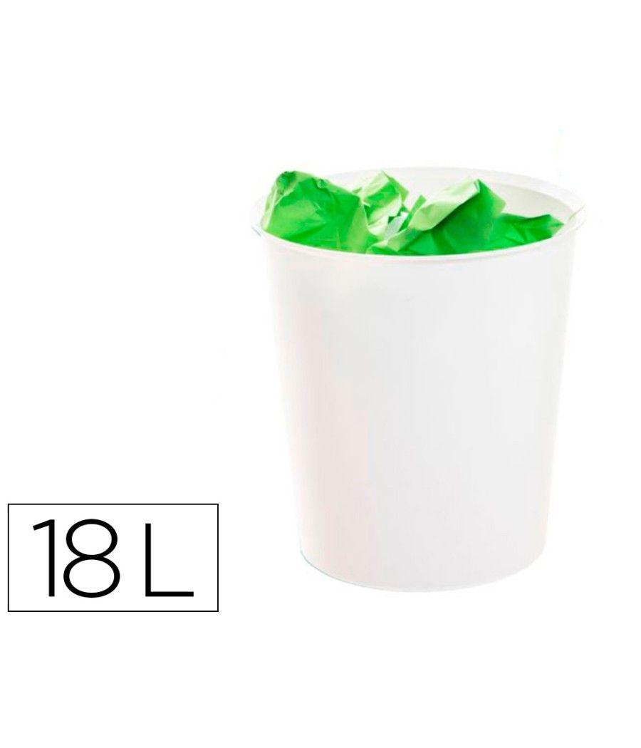 Papelera plástico archivo 2000 ecogreen 100% reciclada 18 litros color blanco pastel - Imagen 2