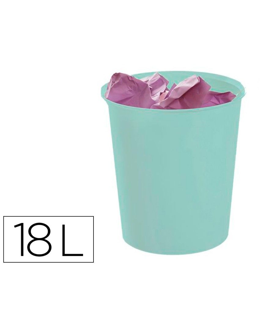 Papelera plástico archivo 2000 ecogreen 100% reciclada 18 litros color verde pastel - Imagen 2
