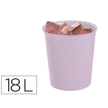 Papelera plástico archivo 2000 ecogreen 100% reciclada 18 litros color malva pastel