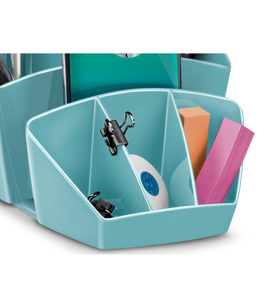 Organizador de sobremesa cep riviera plástico 8 departamentos color verde agua 143x158x93 mm - Imagen 3