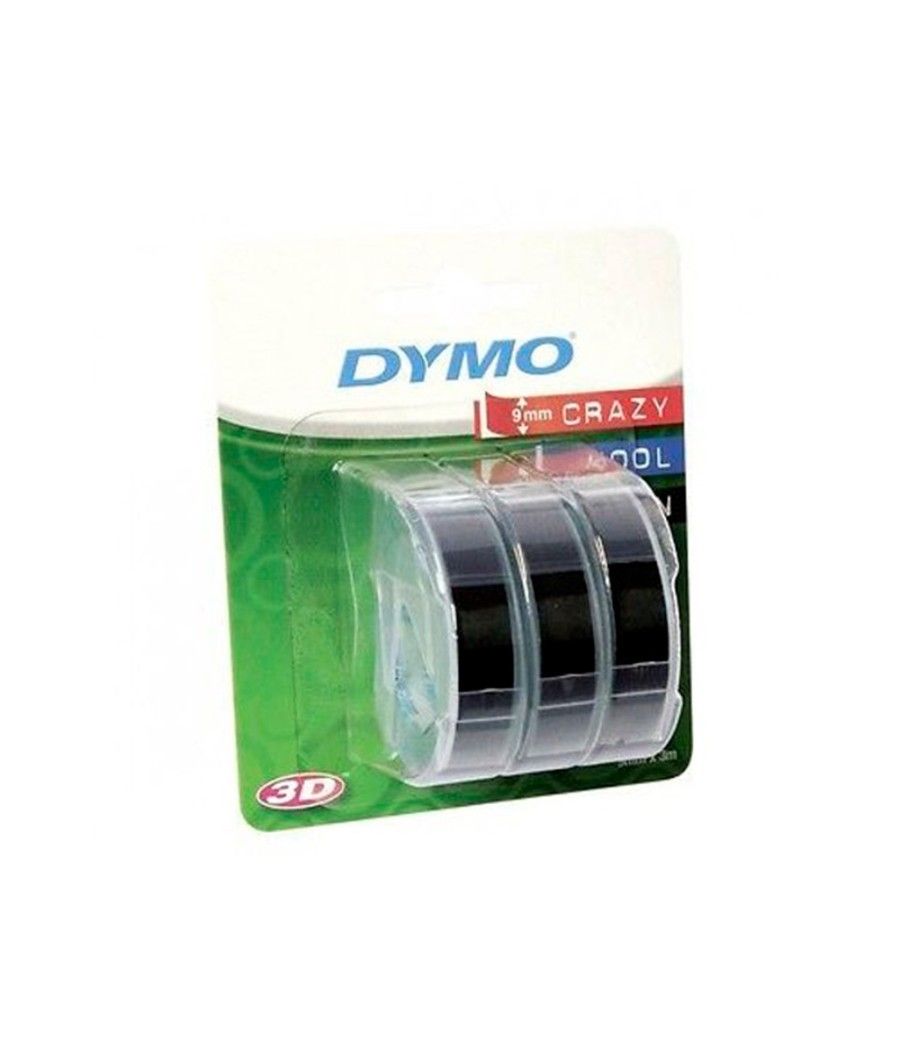 Cinta dymo 3d 9mm x 3mt para rotuladora omega/junior color negro blister 3 unidades - Imagen 4