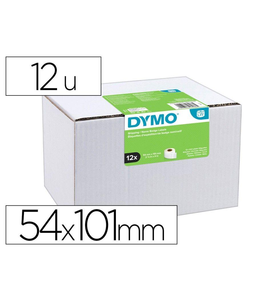 Etiqueta adhesiva dymo labelwriter envio/tarjetas de identificacion blanca 54x101 mm pack 12 rollos - Imagen 2