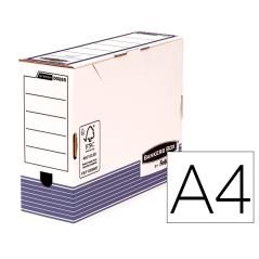 Caja archivo definitivo fellowes a4 cartón reciclado 100% lomo 100 mm montaje automático color azul - Imagen 2
