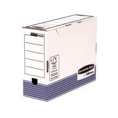 Caja archivo definitivo fellowes a4 cartón reciclado 100% lomo 100 mm montaje automático color azul - Imagen 3