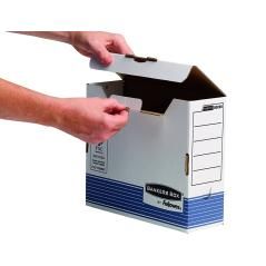 Caja archivo definitivo fellowes a4 cartón reciclado 100% lomo 100 mm montaje automático color azul - Imagen 5