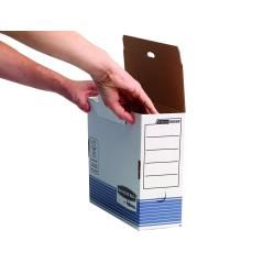 Caja archivo definitivo fellowes a4 cartón reciclado 100% lomo 100 mm montaje automático color azul - Imagen 6