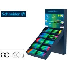 Bolígrafo schneider slider caucho triangular 85% bioplástico exp. 80 unidades surtidas + 20 fluorescentes