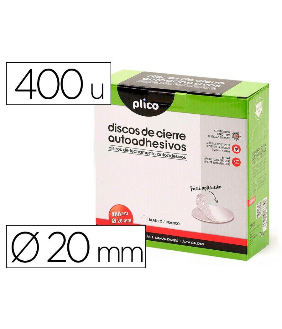Disco de cierre plico velcro autoadhesivo 20 mm diametro color blanco caja de 400 unidades - Imagen 2