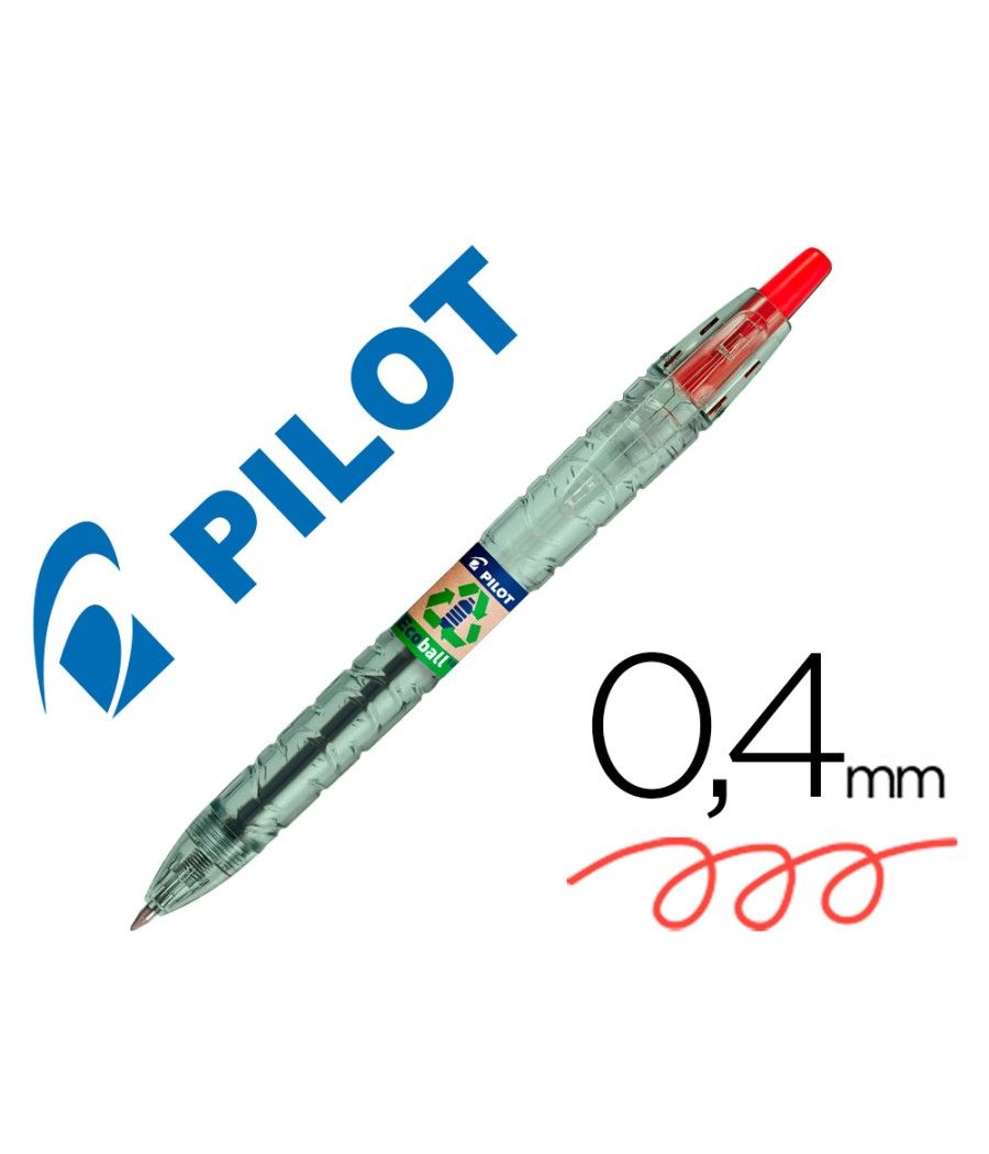 Bolígrafo pilot ecoball plástico reciclado tinta aceite punta de bola 1 mm color rojo PACK 10 UNIDADES - Imagen 2