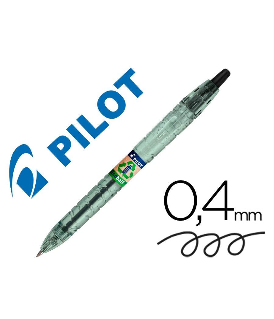 Bolígrafo pilot ecoball plástico reciclado tinta aceite punta de bola 1 mm color negro PACK 10 UNIDADES - Imagen 2