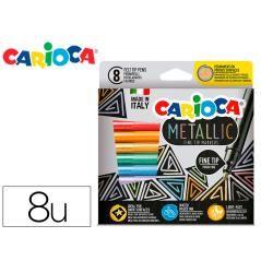 Rotulador carioca metallic punta fina caja de 8 colores surtidos - Imagen 2