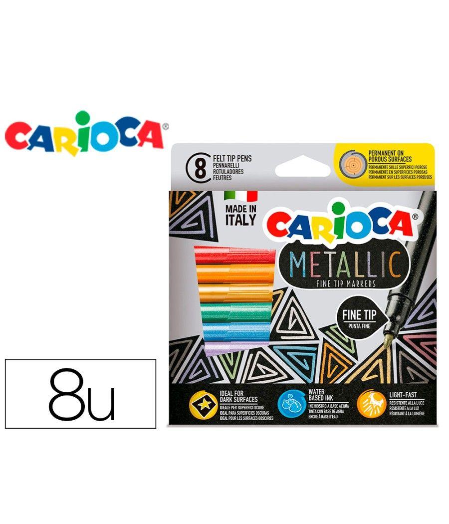 Rotulador carioca metallic punta fina caja de 8 colores surtidos - Imagen 2