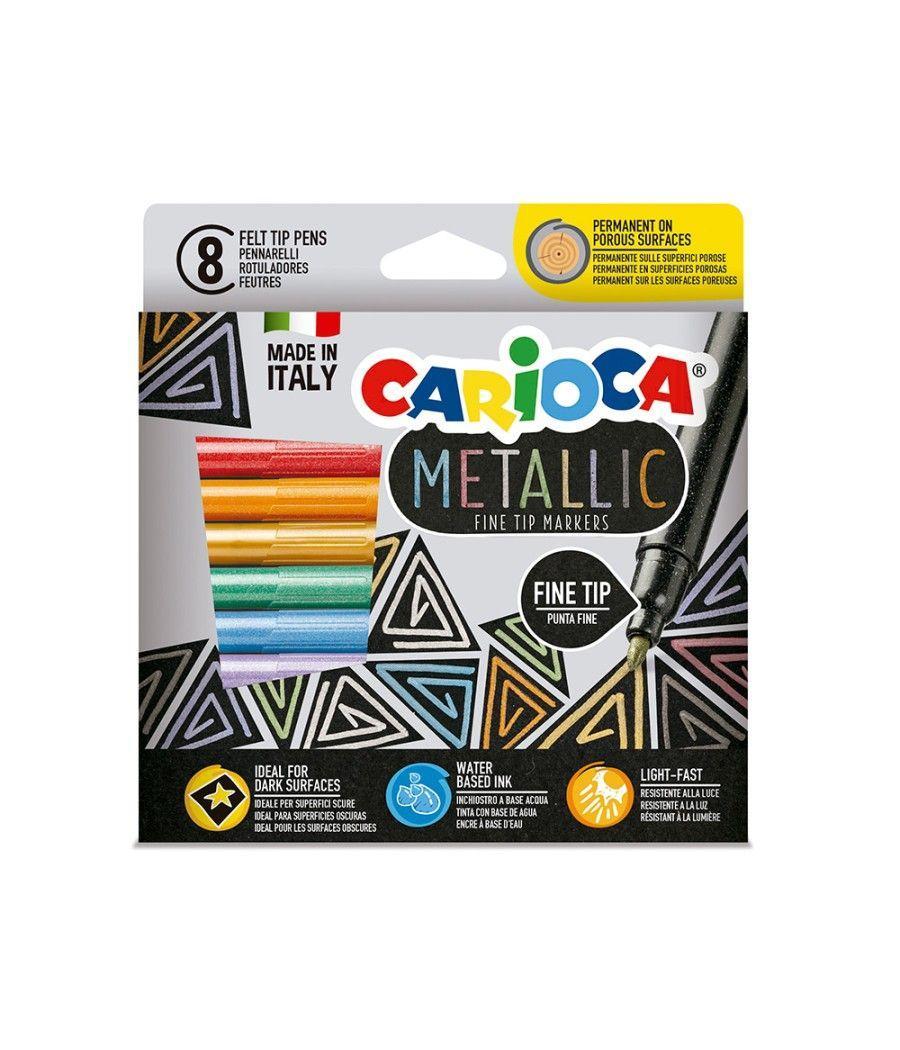 Rotulador carioca metallic punta fina caja de 8 colores surtidos - Imagen 3