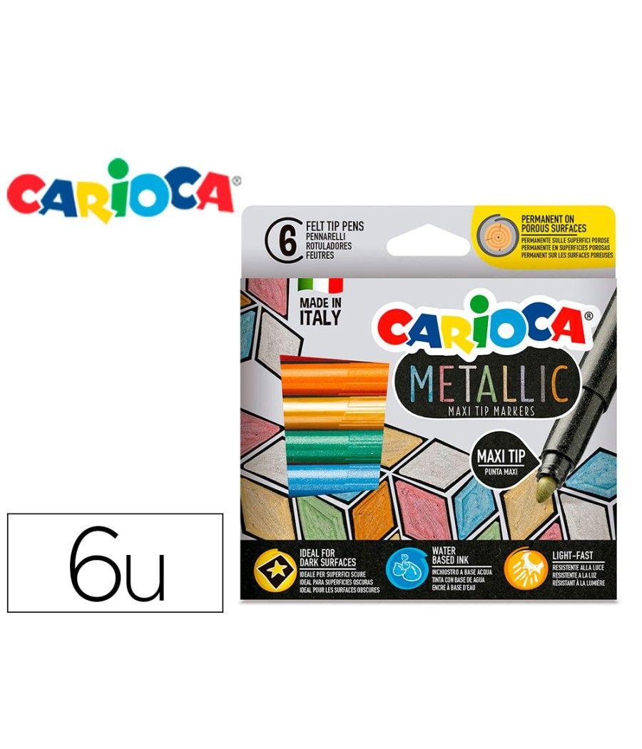 Rotulador carioca metallic punta maxi 6 mm caja de 6 colores surtidos - Imagen 2