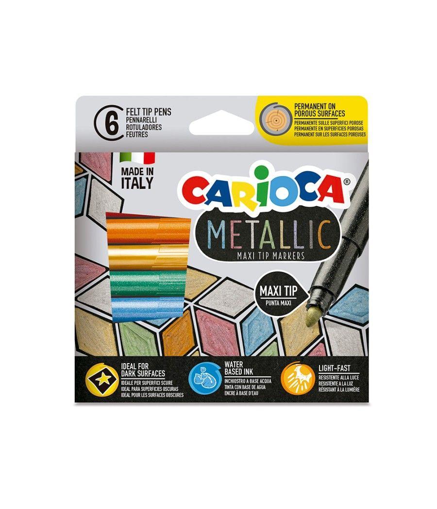 Rotulador carioca metallic punta maxi 6 mm caja de 6 colores surtidos - Imagen 3