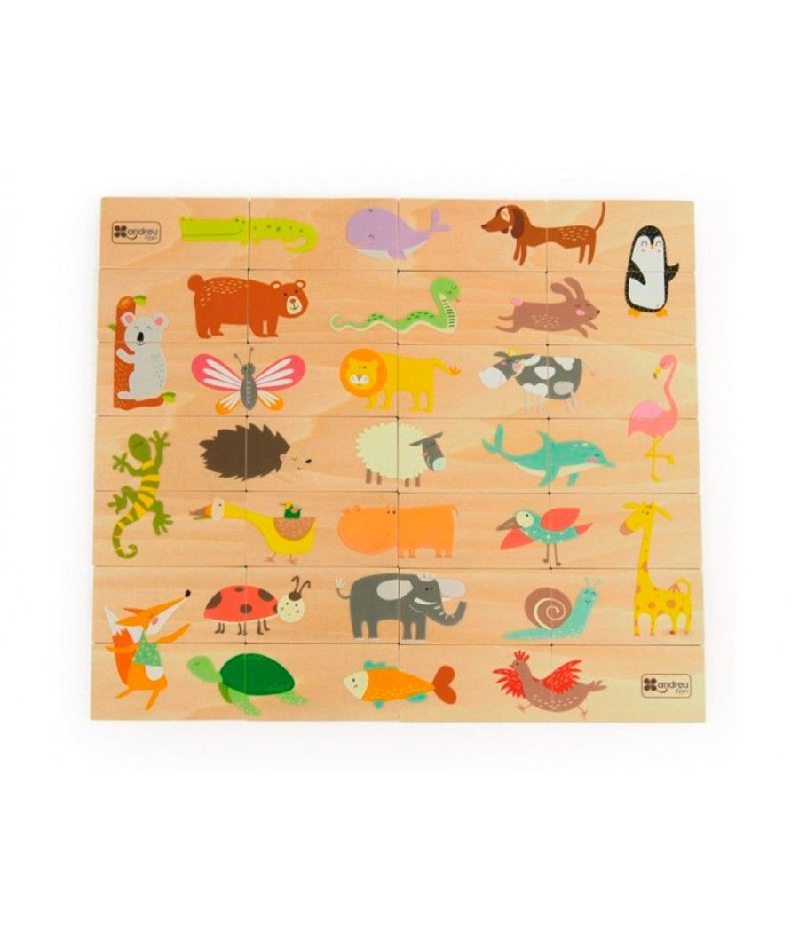 Puzle andreutoys domino animales madera 28 piezas - Imagen 1