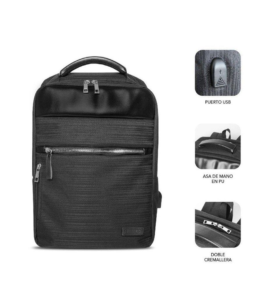 Mochila subblim business v2 ap backpack para portátiles hasta 15.6'/ puerto usb/ negra - Imagen 2