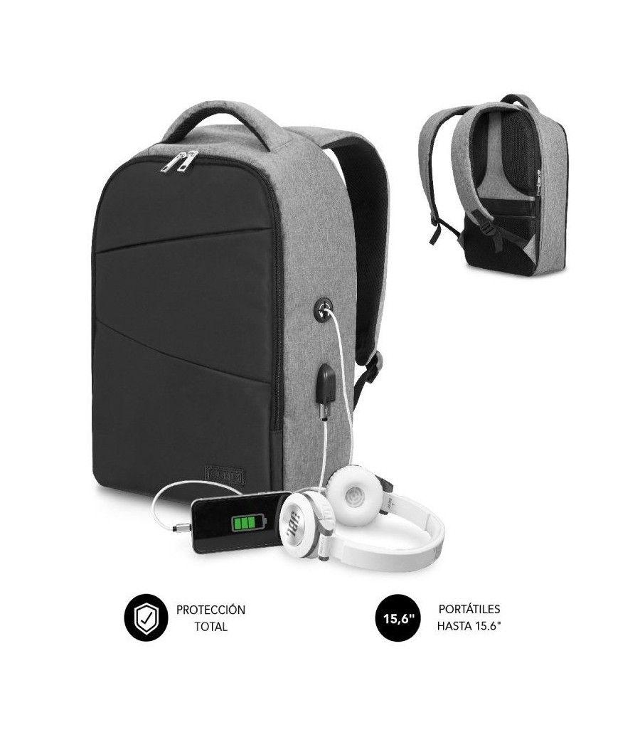 Mochila subblim secure v2 ap para portátiles hasta 15.6'/ puerto usb/ antirrobo/ gris - Imagen 1