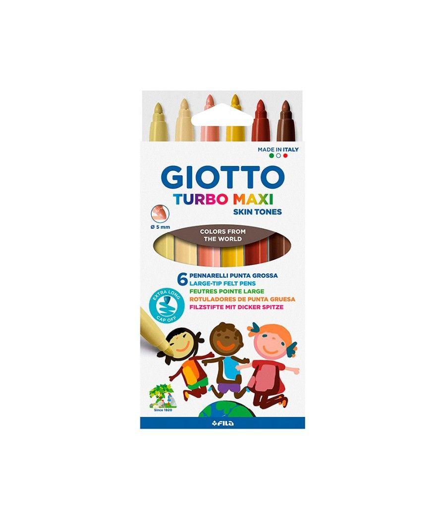 Rotulador giotto turbo maxi skin tones lavable punta bloqueada caja de 6 colores surtidos PACK 10 UNIDADES - Imagen 3