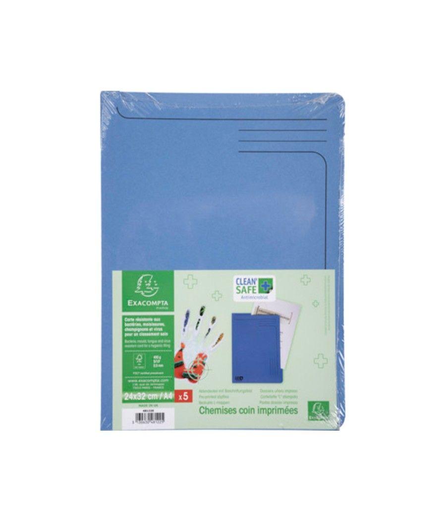 Carpeta dossier uñero exacompta clean safe cartulina 400 gr din a4 azul paquete de 5 unidades - Imagen 5