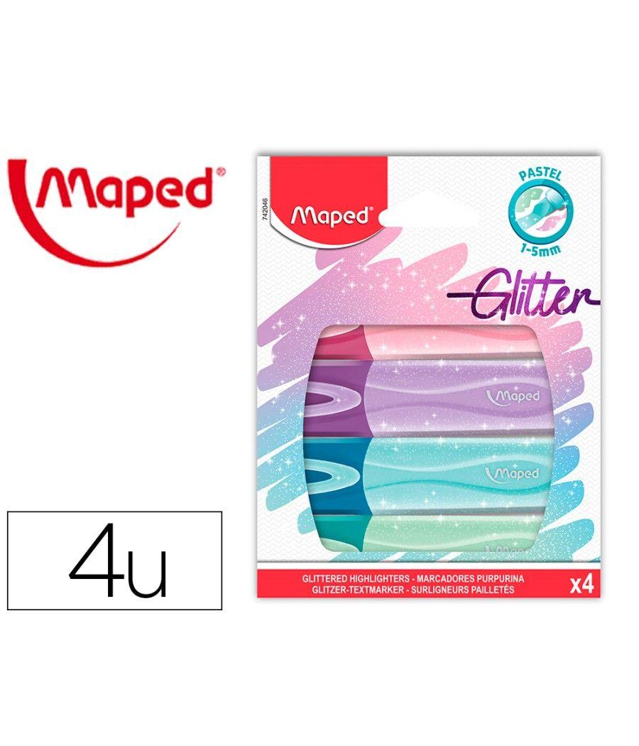 Rotulador maped fluorescente peps pastel con glitter estuche de 4 unidades colores surtidos - Imagen 2