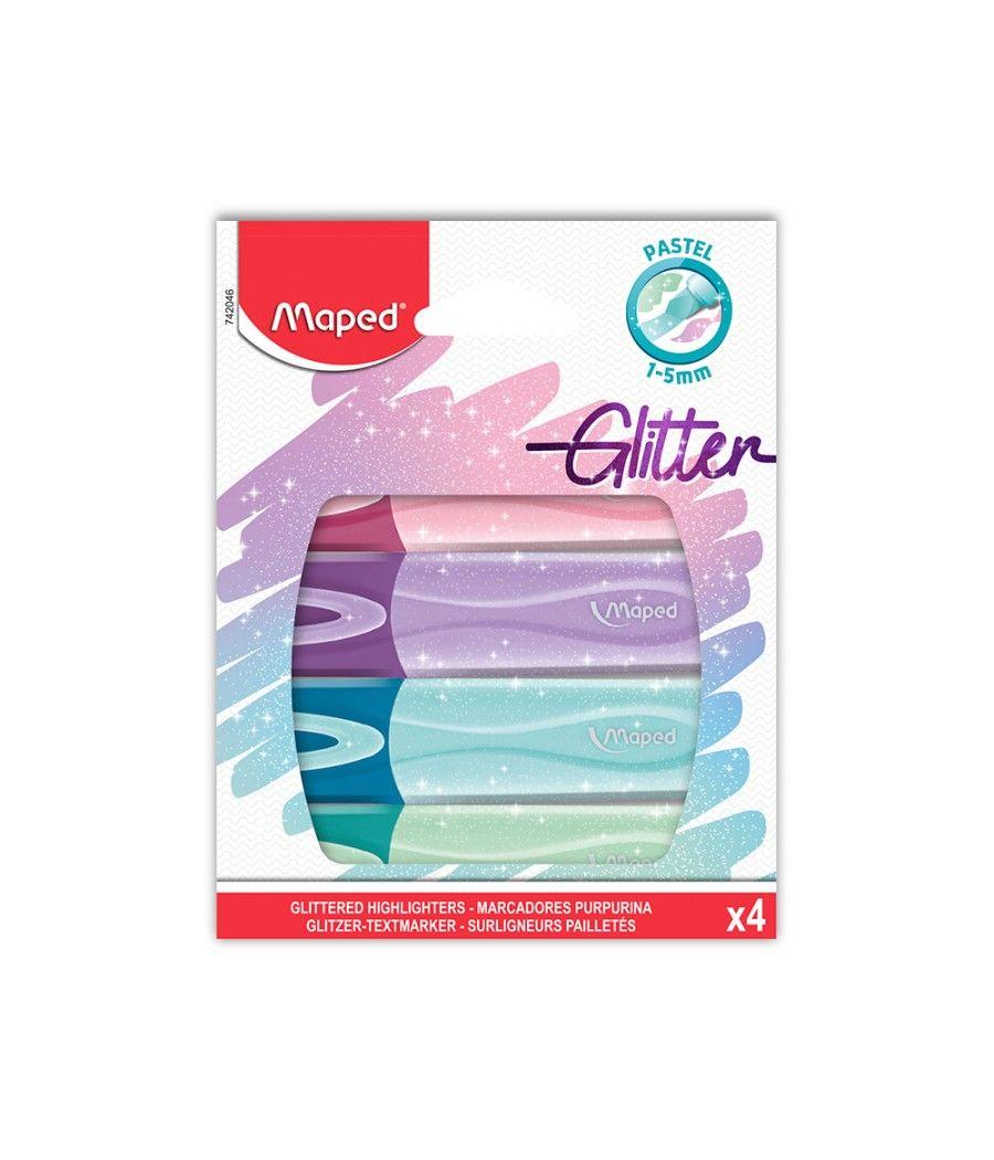 Rotulador maped fluorescente peps pastel con glitter estuche de 4 unidades colores surtidos - Imagen 3