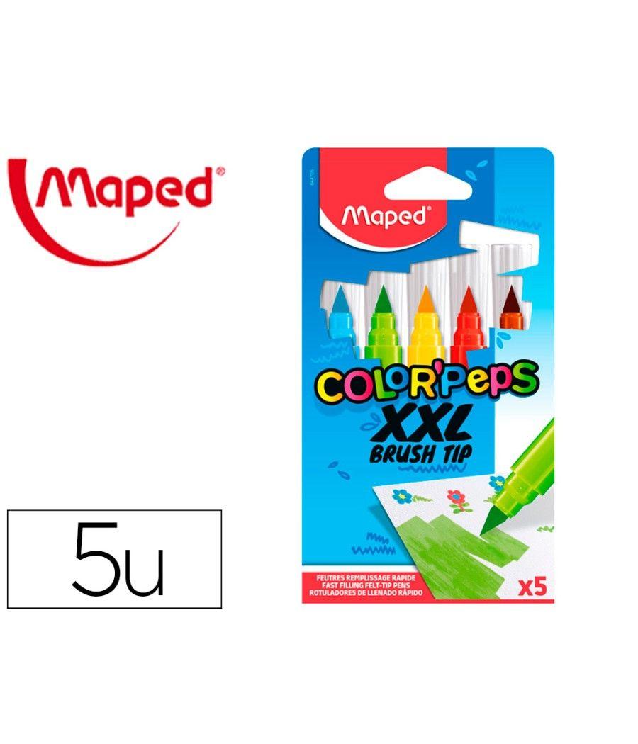 Rotulador maped color peps jumbo punta pincel caja de 5 colores surtidos - Imagen 2