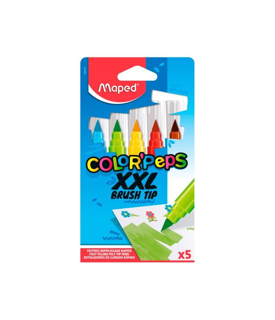 Rotulador maped color peps jumbo punta pincel caja de 5 colores surtidos - Imagen 3