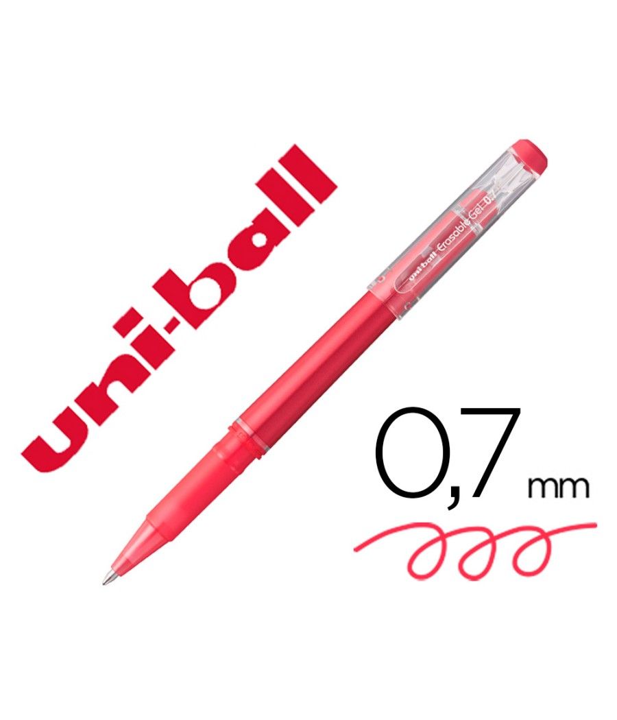 Rotulador uni-ball roller uf-222 tinta gel borrable 0,7 mm rojo PACK 12 UNIDADES - Imagen 2
