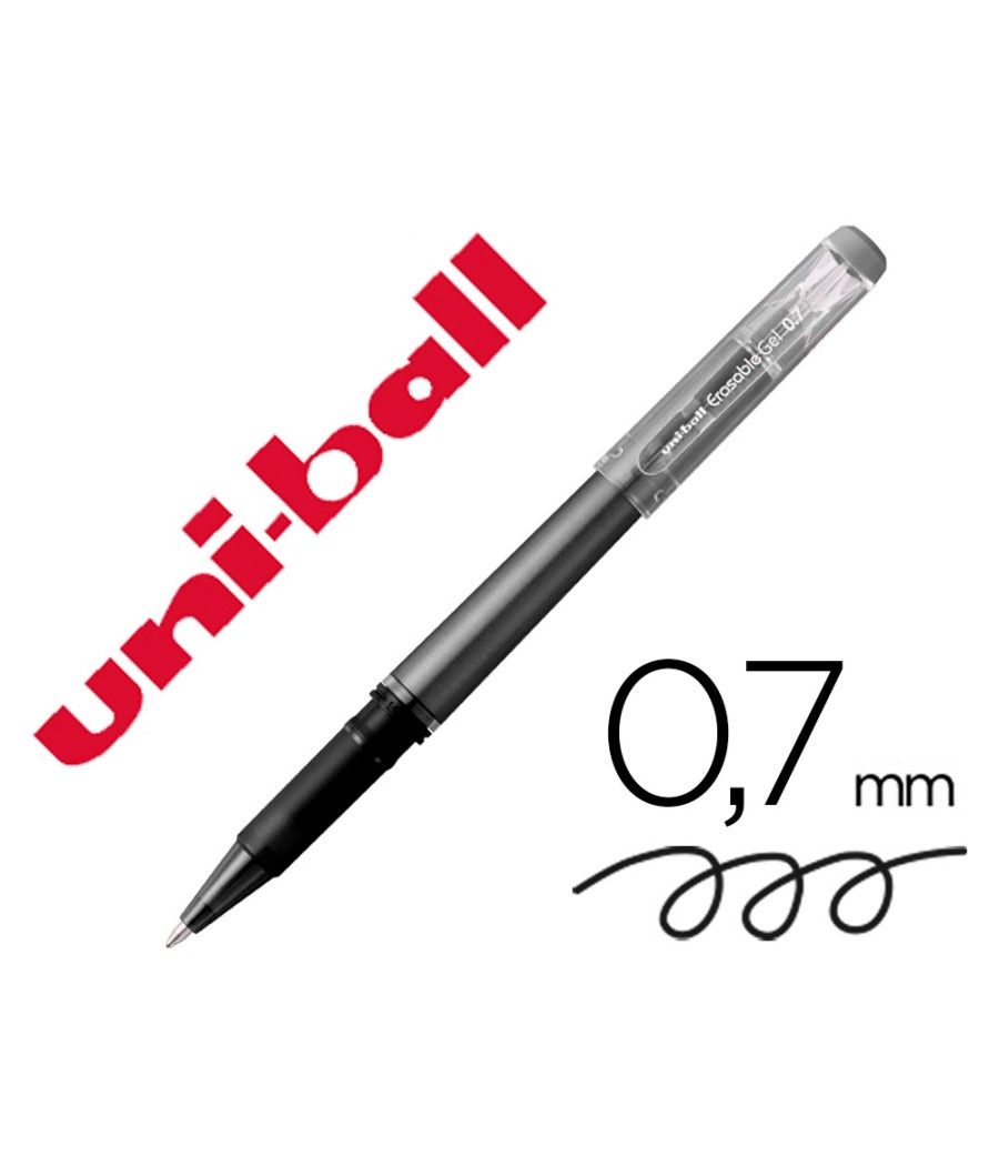 Rotulador uni-ball roller uf-222 tinta gel borrable 0,7 mm negro PACK 12 UNIDADES - Imagen 2
