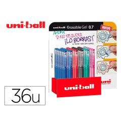 Uniball boligrafo gel borrable uf-222/3d 6 colores - expositor 36u -