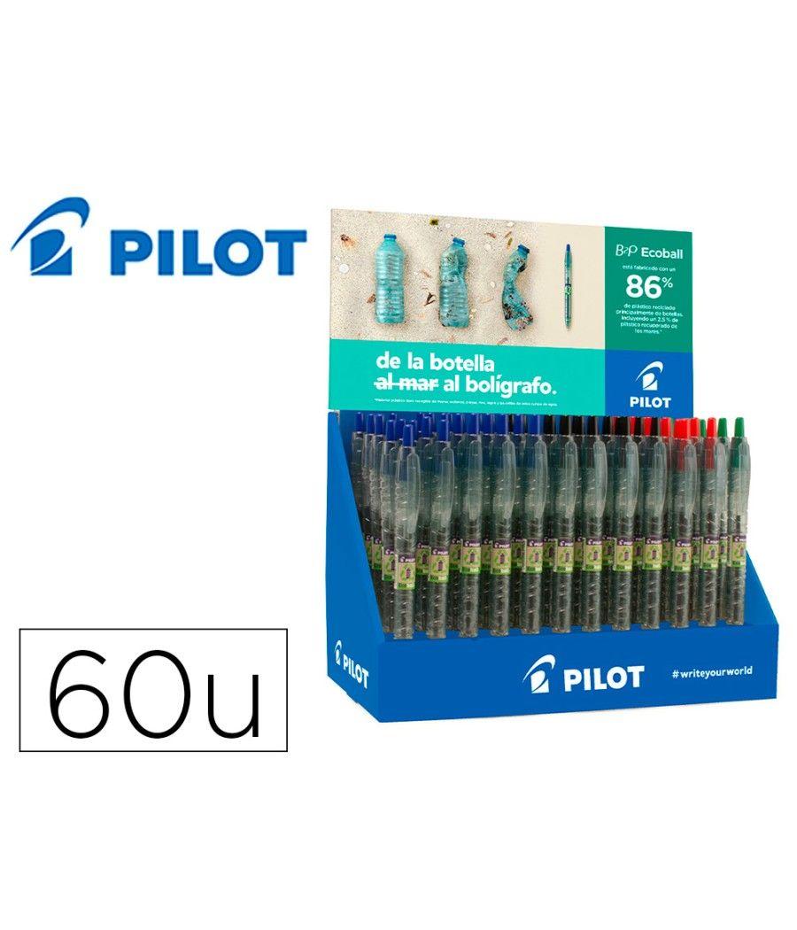 Bolígrafo pilot ecoball plástico reciclado expositor de 60 unidades colores surtidos + 10 bolígrafos - Imagen 2