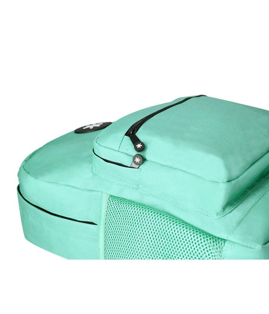 Cartera antartik mochila con asa y bolsillo frontal concremallera color verde menta 320x140x430 mm - Imagen 9