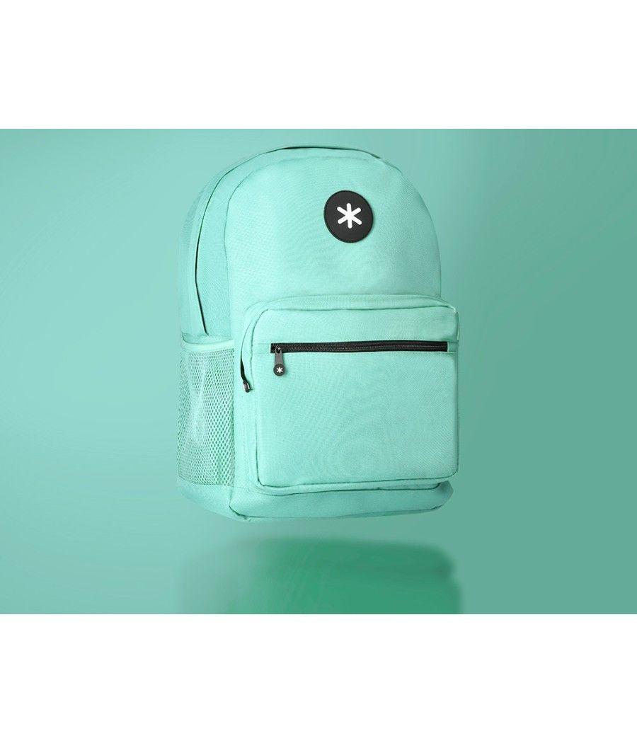 Cartera antartik mochila con asa y bolsillo frontal concremallera color verde menta 320x140x430 mm - Imagen 10