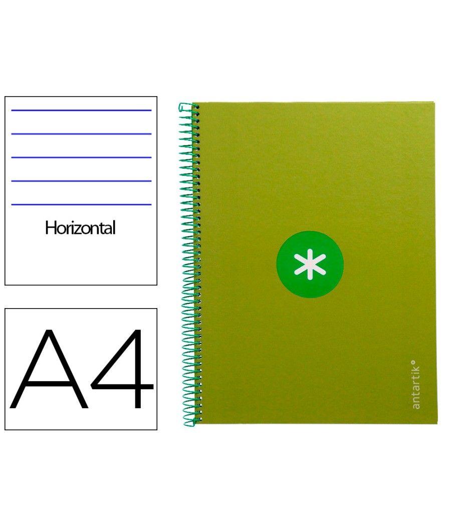 Cuaderno espiral liderpapel a4 micro antartik tapa forrada80h 90 gr horizontal 1 banda 4 taladros color verde - Imagen 2