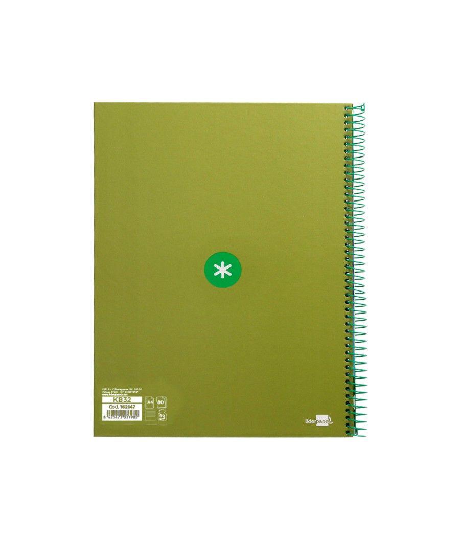 Cuaderno espiral liderpapel a4 micro antartik tapa forrada80h 90 gr horizontal 1 banda 4 taladros color verde - Imagen 4