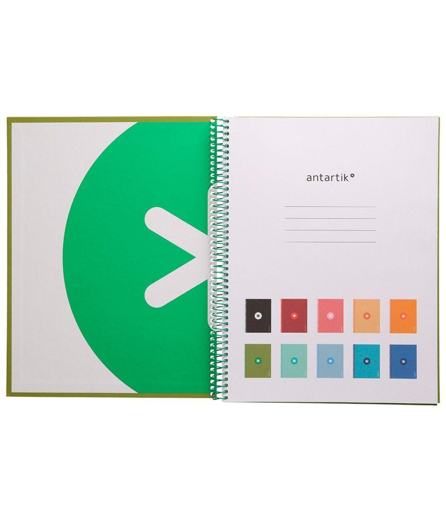 Cuaderno espiral liderpapel a4 micro antartik tapa forrada80h 90 gr horizontal 1 banda 4 taladros color verde - Imagen 5