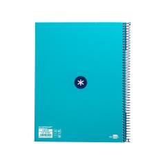 Cuaderno espiral liderpapel a4 micro antartik tapa forrada80h 90 gr horizontal 1 banda 4 taladros color turquesa - Imagen 4