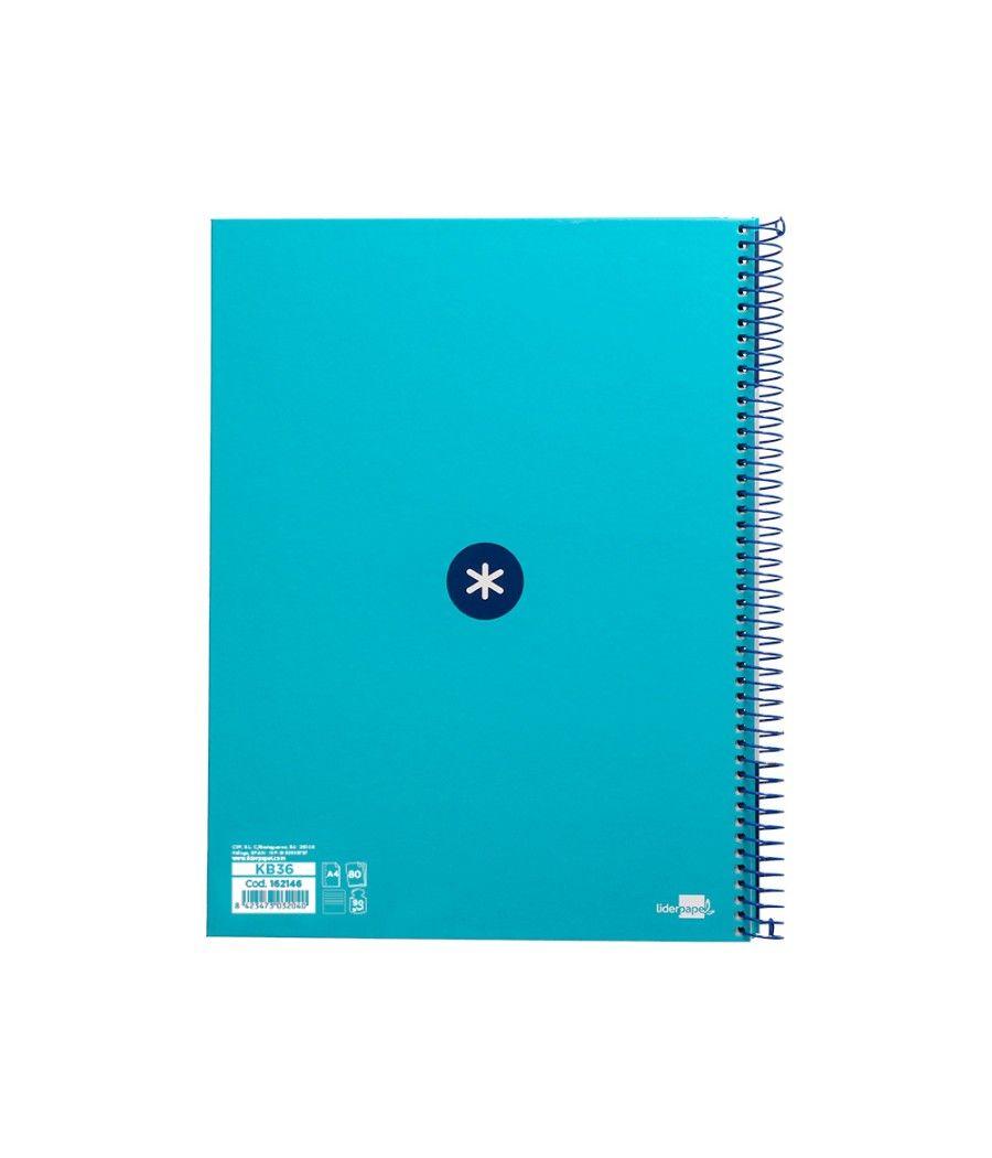 Cuaderno espiral liderpapel a4 micro antartik tapa forrada80h 90 gr horizontal 1 banda 4 taladros color turquesa - Imagen 4