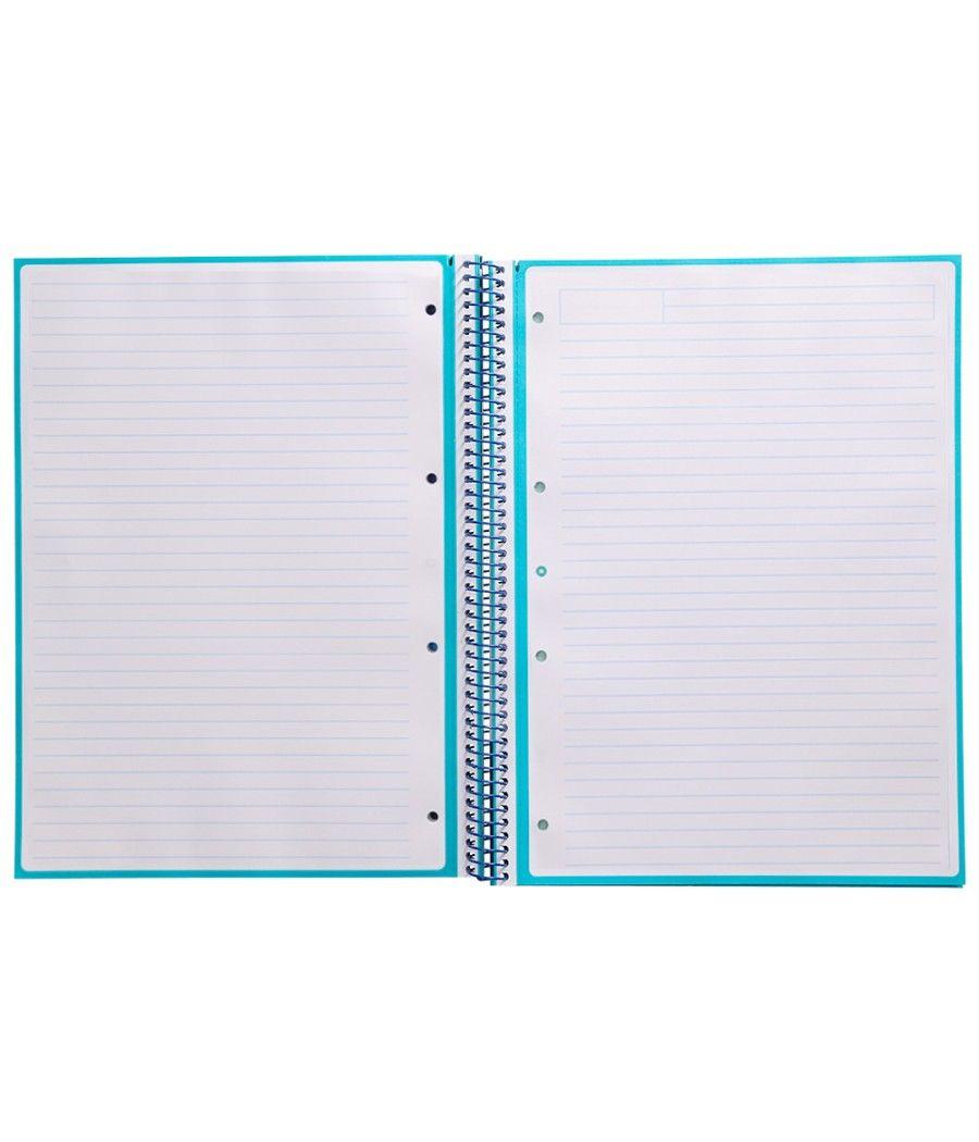 Cuaderno espiral liderpapel a4 micro antartik tapa forrada80h 90 gr horizontal 1 banda 4 taladros color turquesa - Imagen 6