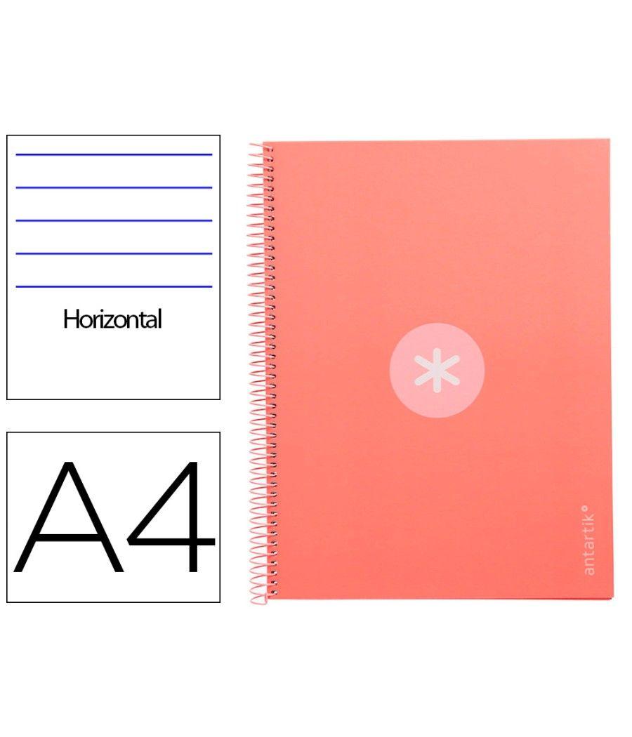 Cuaderno espiral liderpapel a4 micro antartik tapa forrada80h 90 gr horizontal 1 banda 4 taladros color rosa claro - Imagen 2