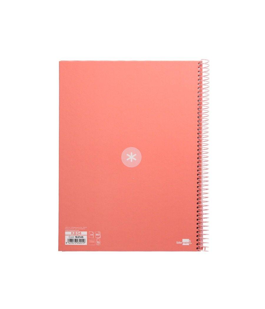 Cuaderno espiral liderpapel a4 micro antartik tapa forrada80h 90 gr horizontal 1 banda 4 taladros color rosa claro - Imagen 4