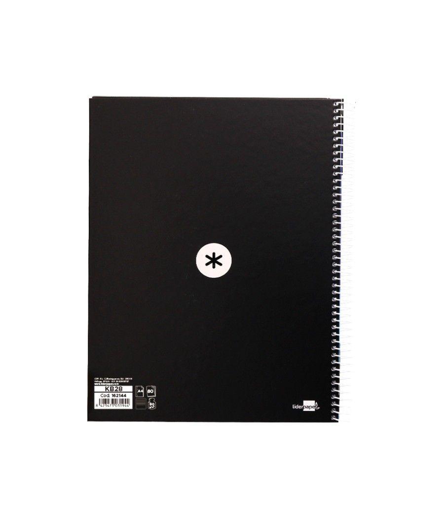 Cuaderno espiral liderpapel a4 micro antartik tapa forrada80h 90 gr horizontal 1 banda 4 taladros color negro - Imagen 4