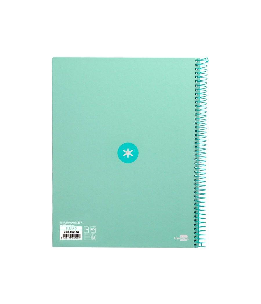 Cuaderno espiral liderpapel a4 micro antartik tapa forrada80h 90 gr horizontal 1 banda 4 taladros color menta - Imagen 4