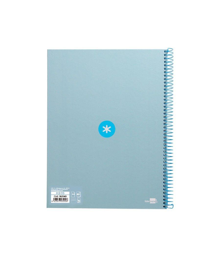 Cuaderno espiral liderpapel a4 micro antartik tapa forrada80h 90 gr horizontal 1 banda 4 taladros color celeste - Imagen 4