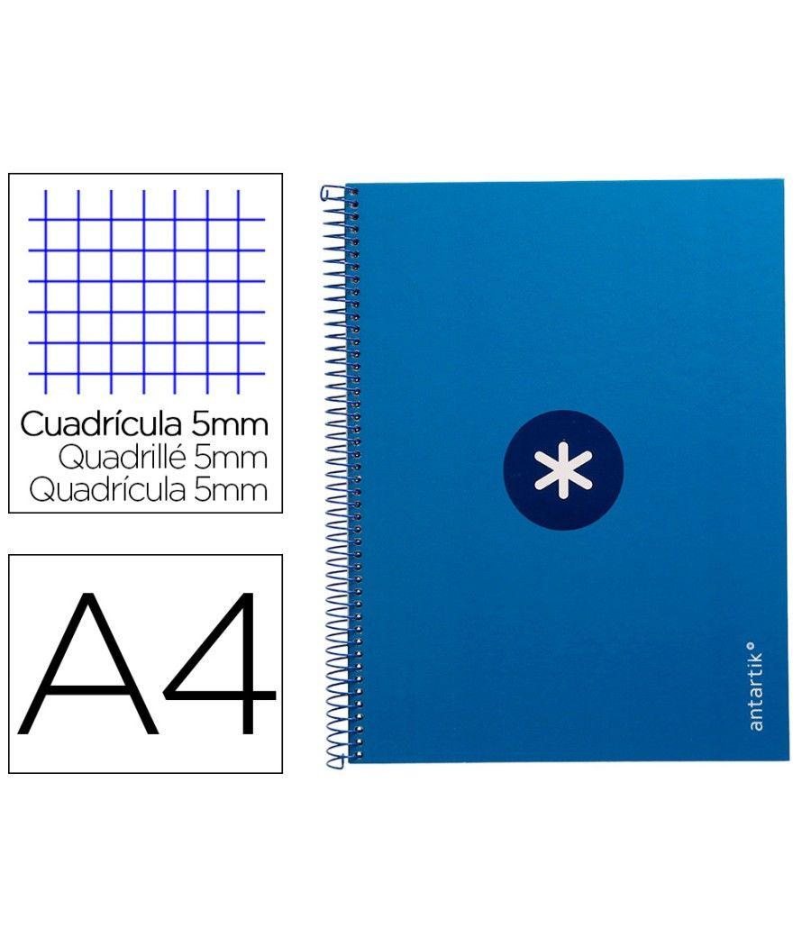 Cuaderno espiral liderpapel a4 micro antartik tapa forrada 80h 90 gr cuadro 5mm 1 banda 4 taladros azul oscuro - Imagen 2