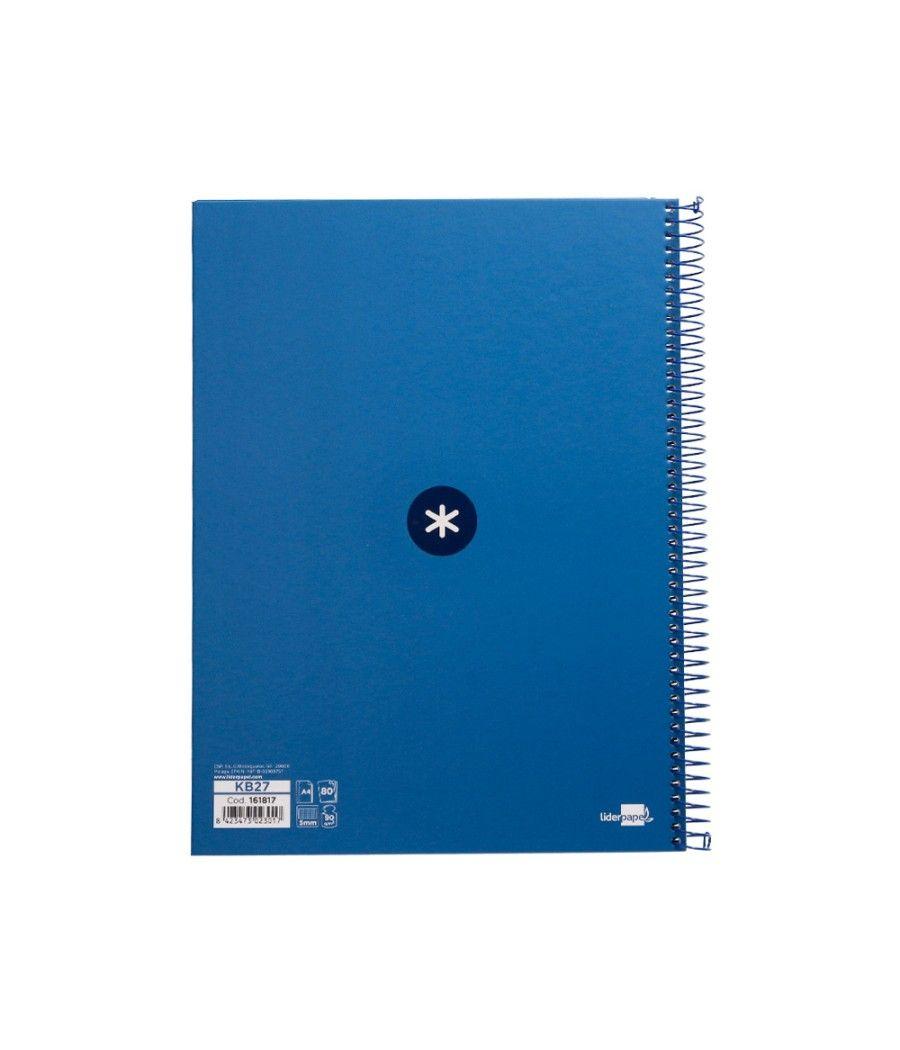 Cuaderno espiral liderpapel a4 micro antartik tapa forrada 80h 90 gr cuadro 5mm 1 banda 4 taladros azul oscuro - Imagen 4