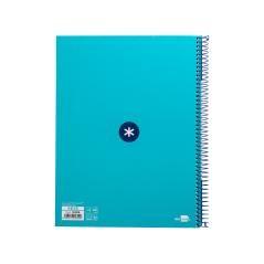 Cuaderno espiral liderpapel a4 micro antartik tapa forrada 80h 90 gr cuadro 5mm 1 banda 4 taladros turquesa - Imagen 4