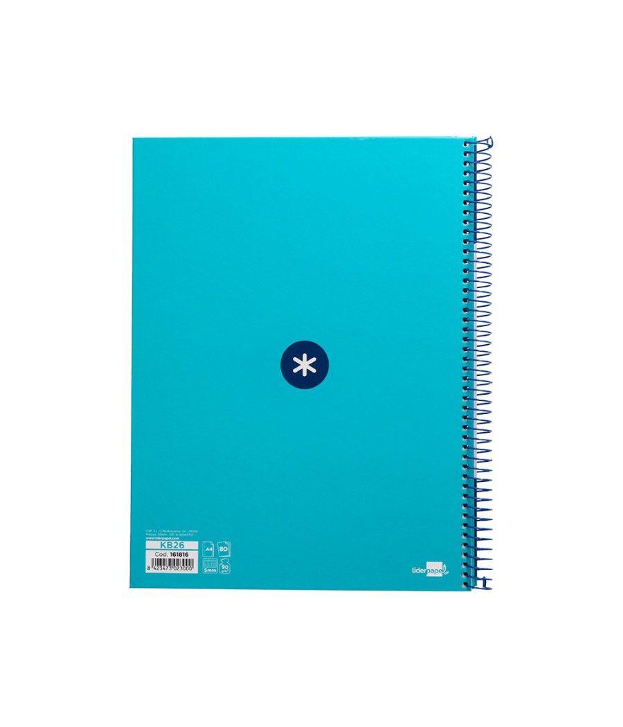 Cuaderno espiral liderpapel a4 micro antartik tapa forrada 80h 90 gr cuadro 5mm 1 banda 4 taladros turquesa - Imagen 4